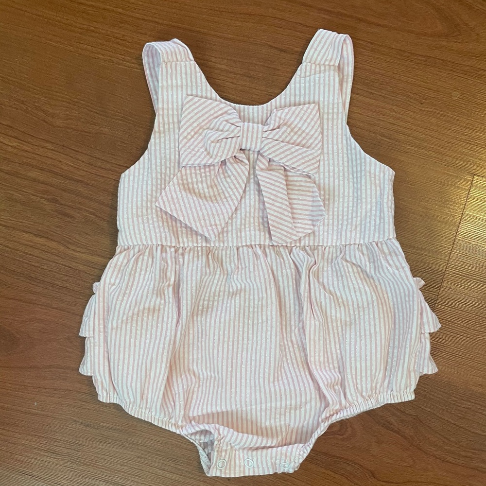 Rare Editions 18M Pink Seersucker Romper